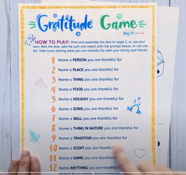 Gratitude Game for Sunday School