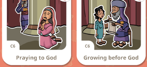 Hannah, Eli, and Samuel in the SunScool Bible App