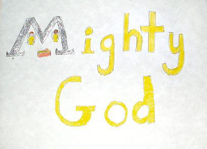 Mighty God illuminated manuscript student art project