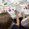 Kids making Passover, Holy Week Banner