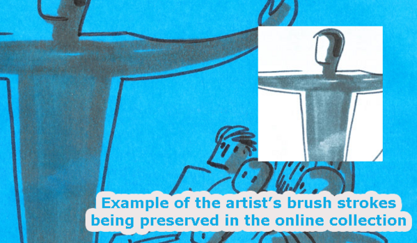 showing artist's brush strokes