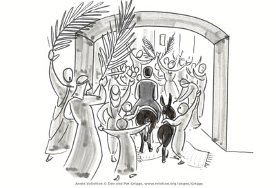 Jesus enters Jerusalem on Palm Sunday, by Annie Vallotton