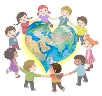 kids circle around Creation earth